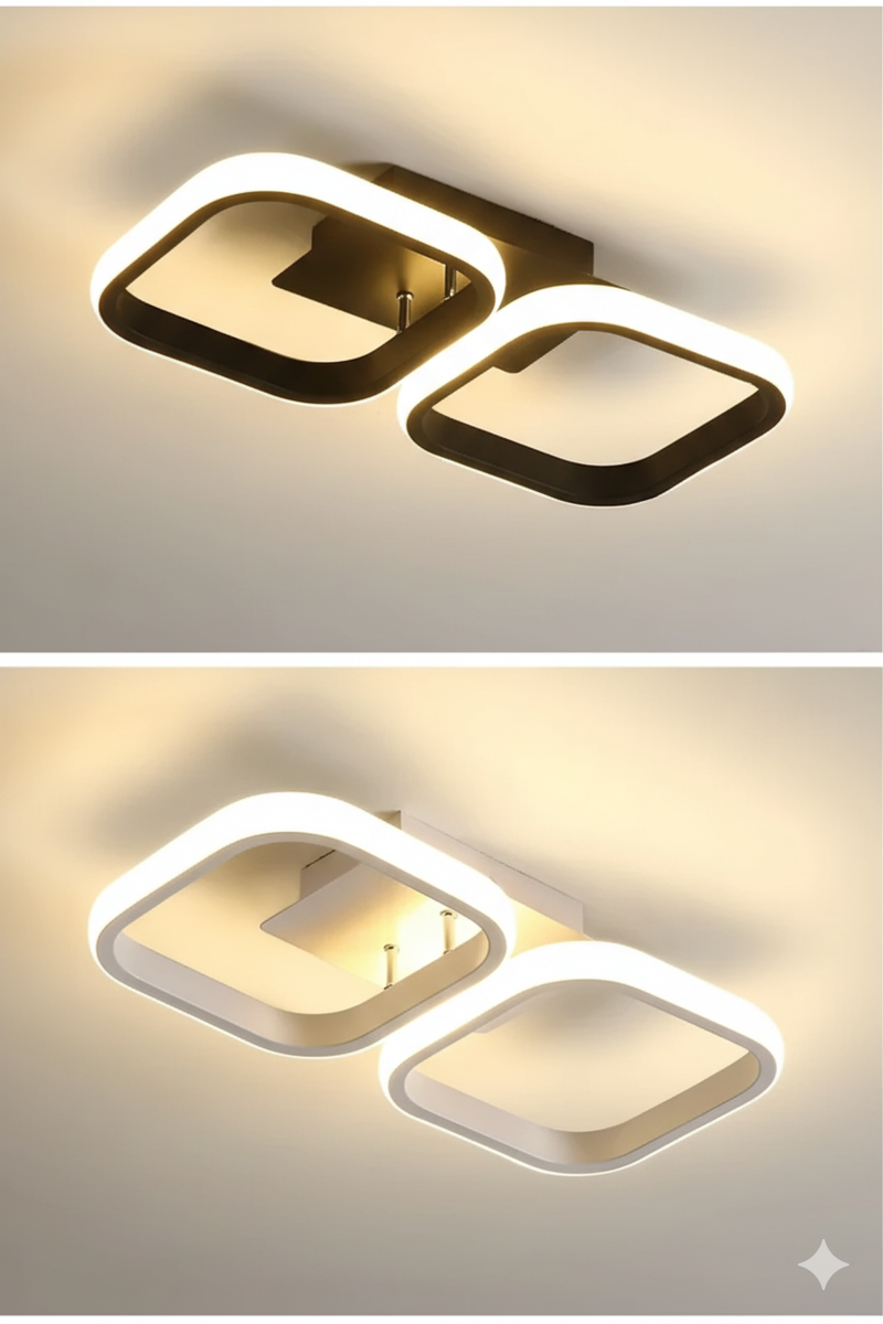Luminária de Teto LED Nórdica Quadrada 2 Lâmpadas – Estilo Contemporâneo e Elegante