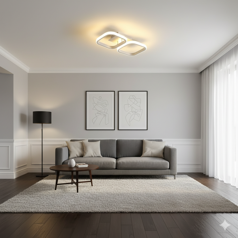 Luminária de Teto LED Nórdica Quadrada 2 Lâmpadas – Estilo Contemporâneo e Elegante