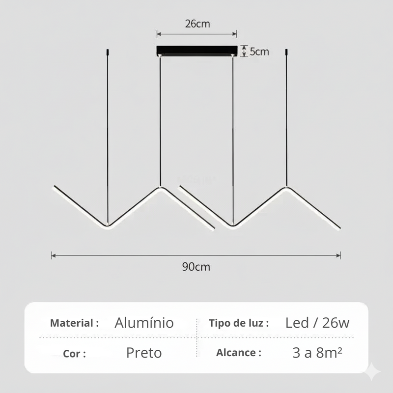 Lustre Linea Duo LED – Design Contemporâneo em Zigzag