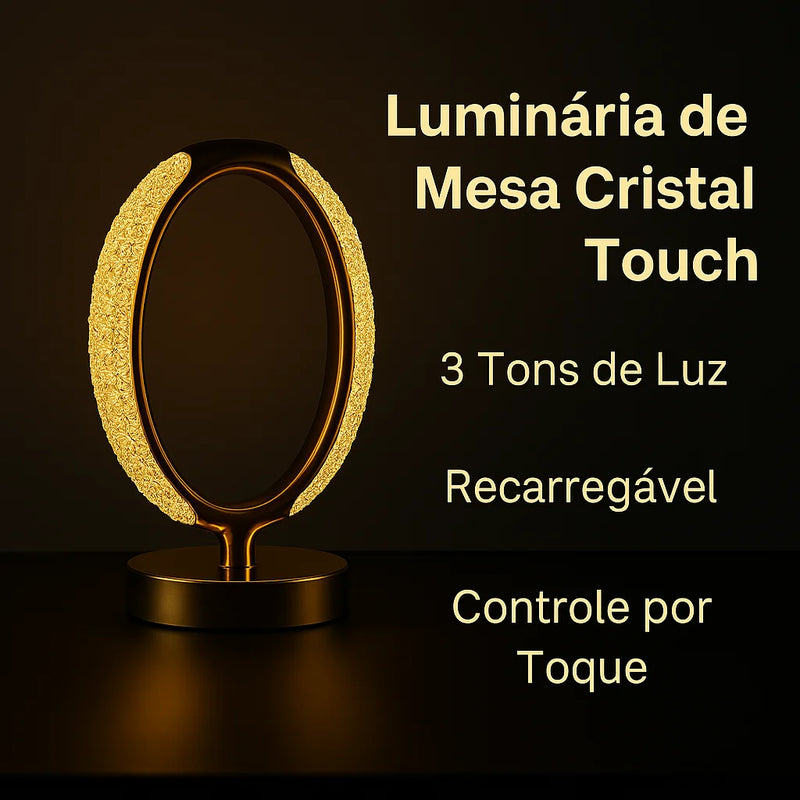 Luminária Touch Sense Oval Crystal 3 Cores