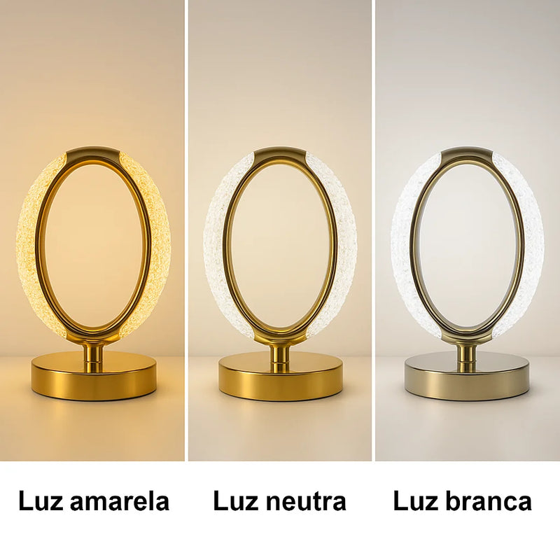 Luminária Touch Sense Oval Crystal 3 Cores
