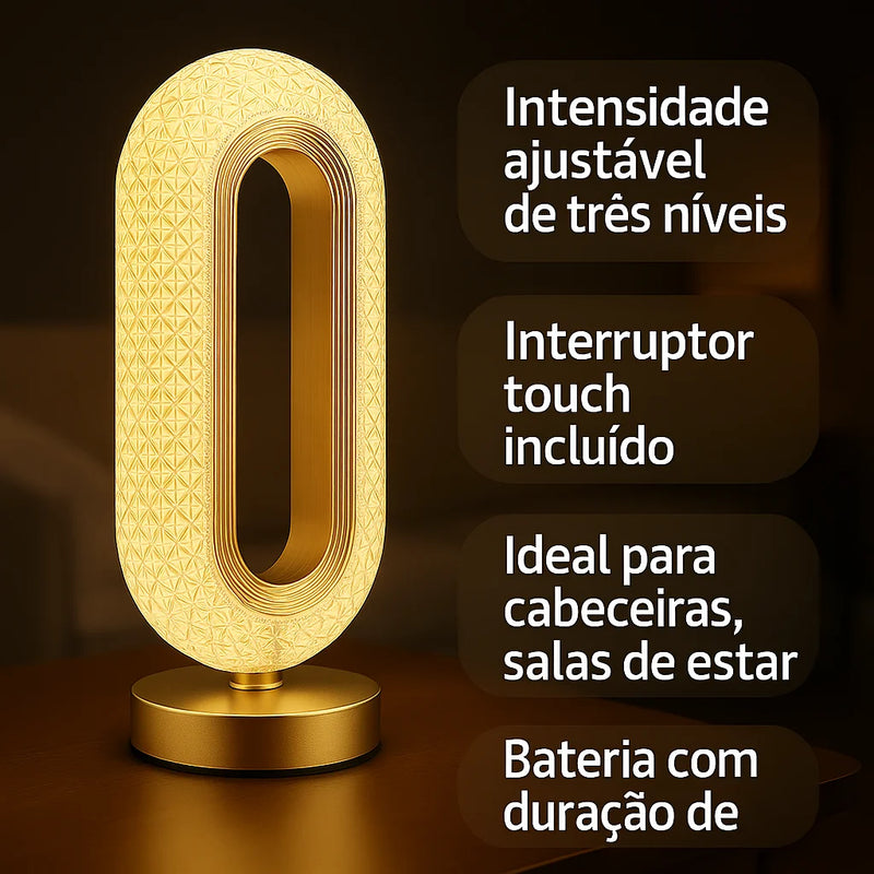Luminária de Cristal Dourado Touch Sense | 3 Cores