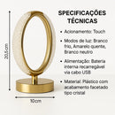 Luminária Touch Sense Oval Crystal 3 Cores