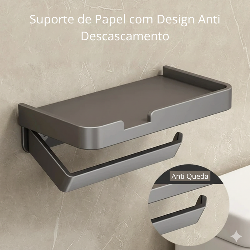 Porta Papel Higiênico de Parede com Nicho para Celular e Objetos