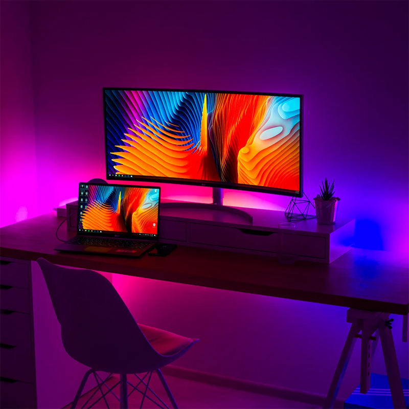 Fita LED Adesiva RGB Inteligente com Sensor de Som USB Bluetooth 5M