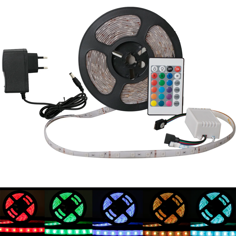 Fita LED Adesiva RGB Inteligente com Sensor de Som USB Bluetooth 5M