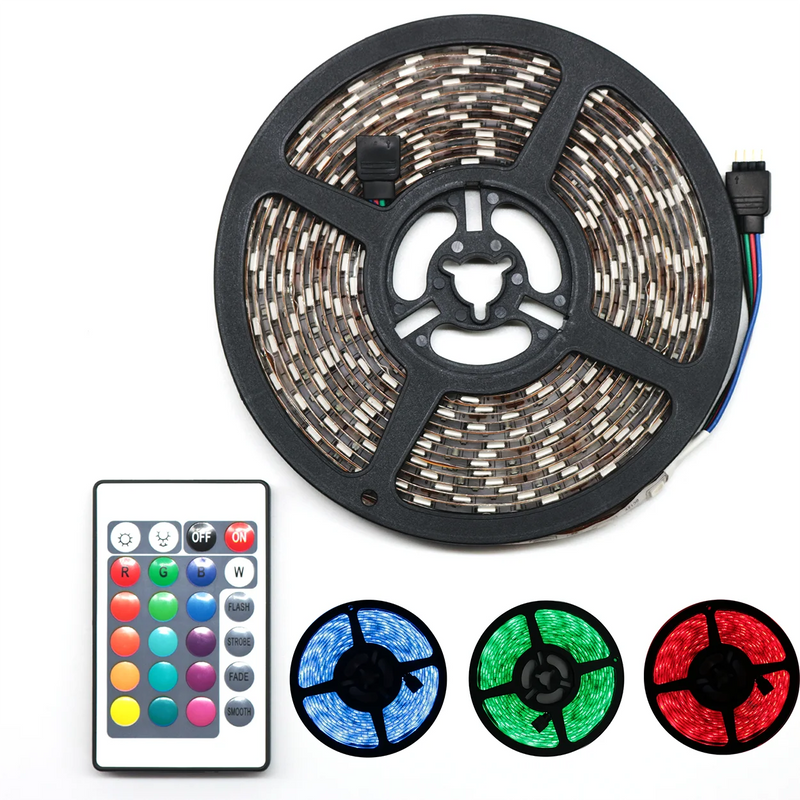 Fita LED Adesiva RGB Inteligente com Sensor de Som USB Bluetooth 5M