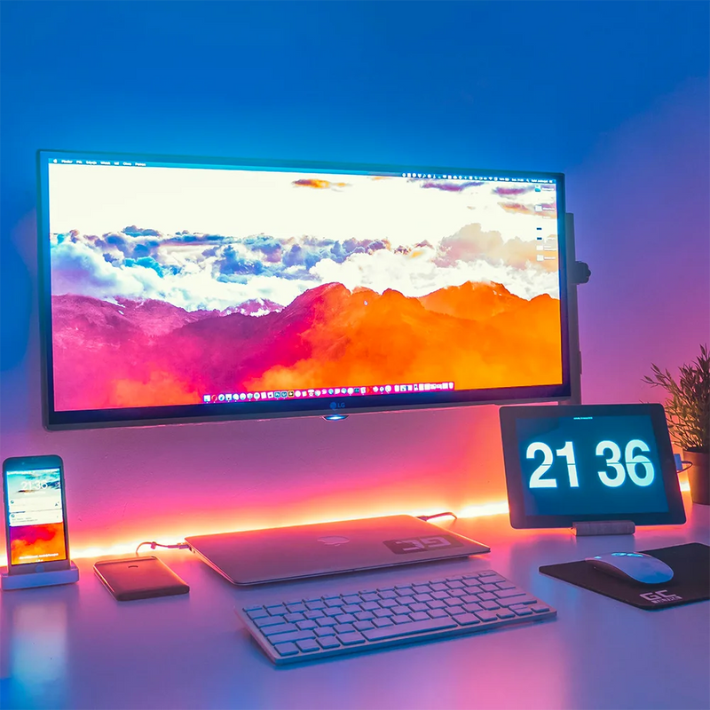 Fita LED Adesiva RGB Inteligente com Sensor de Som USB Bluetooth 5M